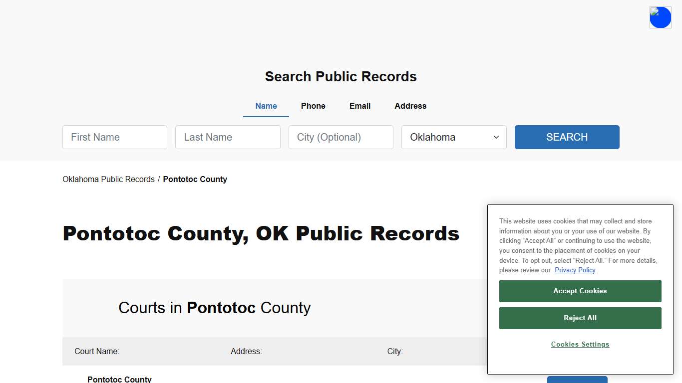 Pontotoc County, OK Public Court, Arrest and Inmate Records - ThePublicIndex